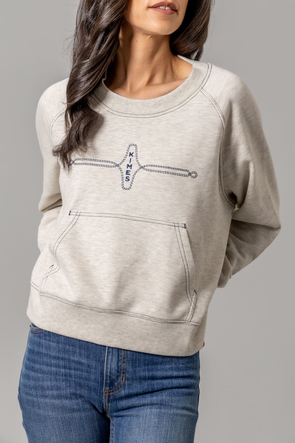 Kimes Ranch Pullover - Gracie Cropped Crewneck (Light Grey)