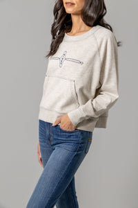 Kimes Ranch Pullover - Gracie Cropped Crewneck (Light Grey)