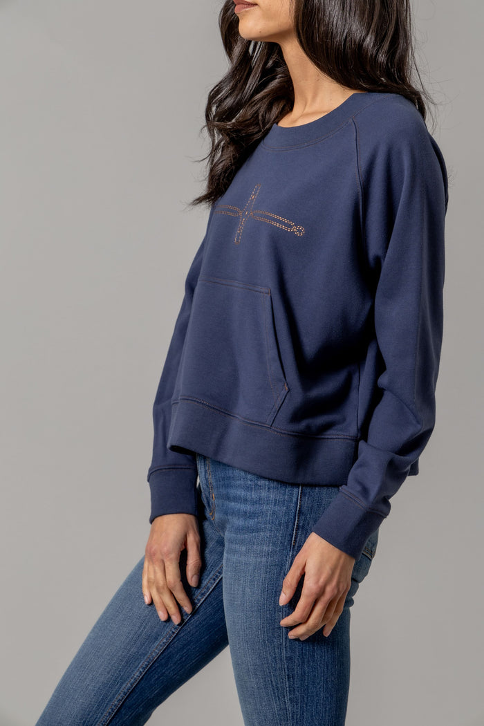 Kimes Ranch Pullover - Gracie Cropped Crewneck (Navy)