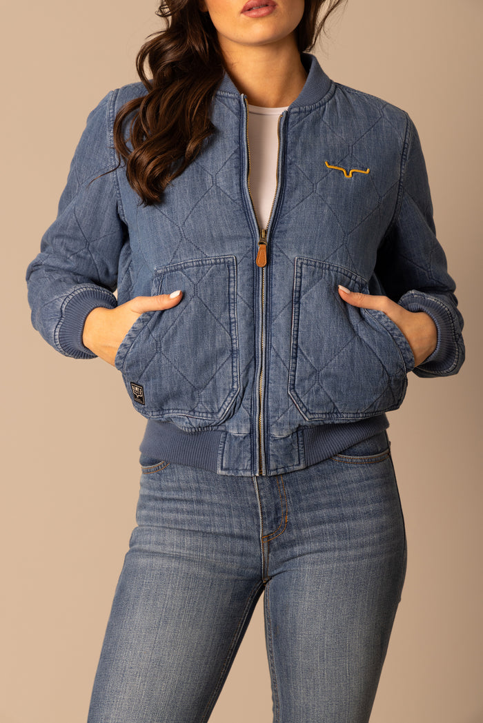 Kimes Ranch Marinos Bomber Jacket - Light Wash Indigo