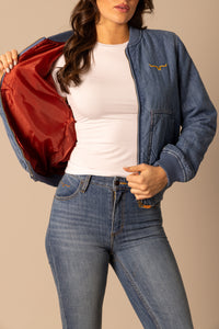 Kimes Ranch Marinos Bomber Jacket - Light Wash Indigo