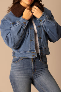 Kimes Ranch Leela Sherpa Jacket - Light Wash Indigo