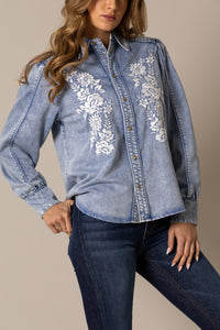 Kimes Ranch Long Sleeved Shirt - Mae (Light Wash Indigo)