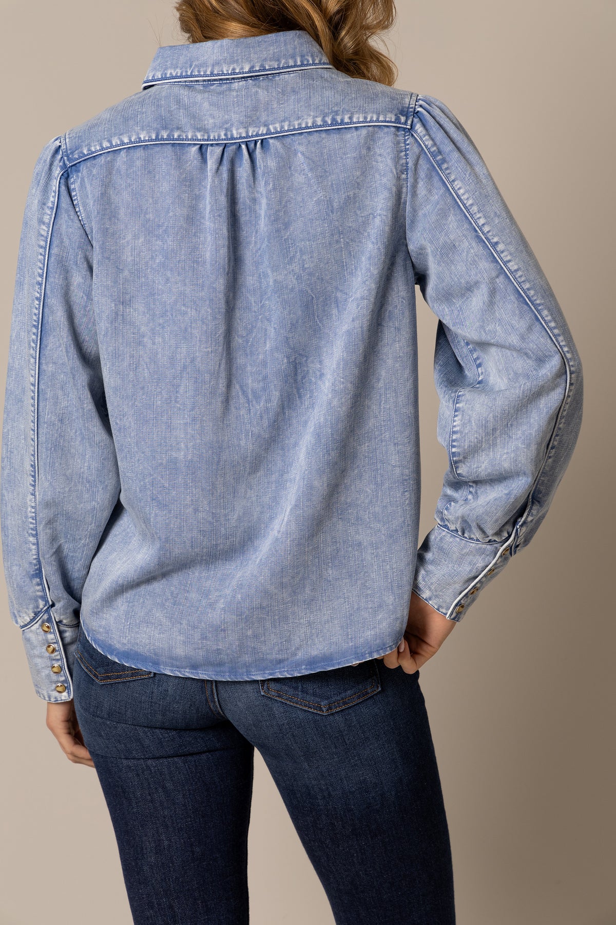 Kimes Ranch Long Sleeved Shirt - Mae (Light Wash Indigo)