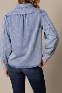 Kimes Ranch Long Sleeved Shirt - Mae (Light Wash Indigo)