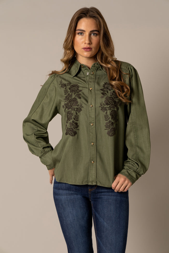 Kimes Ranch Long Sleeved Shirt - Mae (Olive)
