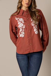 Kimes Ranch Long Sleeved Shirt - Mae (Burnt Red)