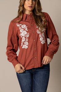 Kimes Ranch Long Sleeved Shirt - Mae (Burnt Red)