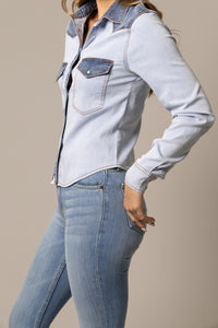 Kimes Ranch Long Sleeved Shirt - Rayna (Light Wash Indigo)