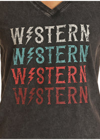 Rock & Roll Western Print Tee - Black