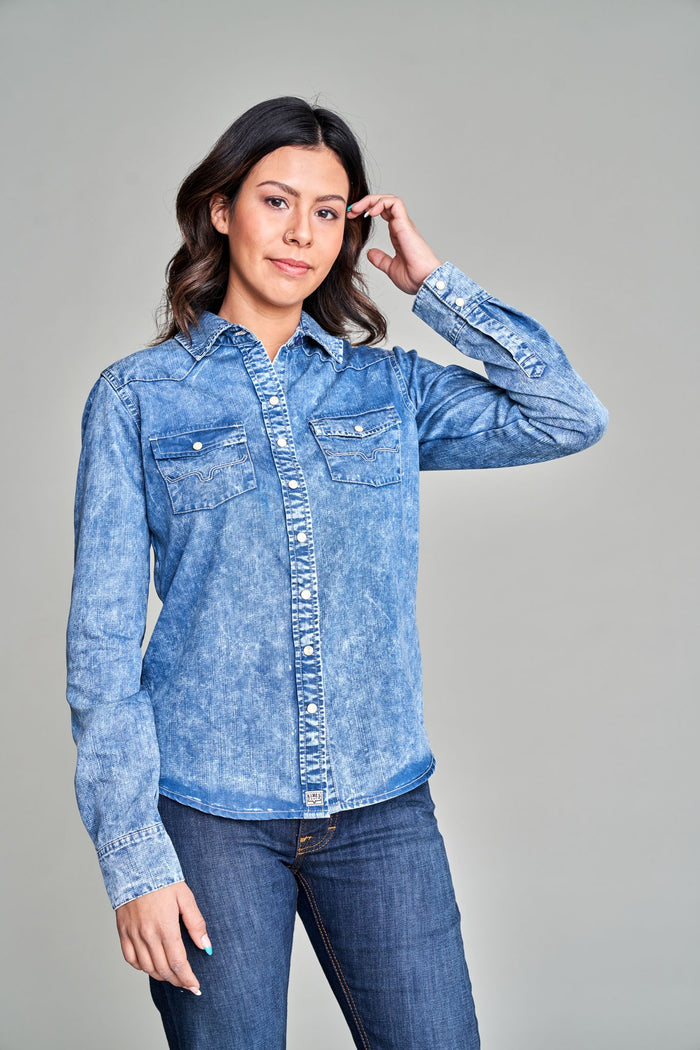 Kimes Ranch Long Sleeved Shirt - KC Tencel Indigo