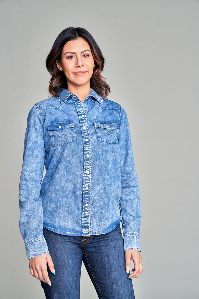 Kimes Ranch Long Sleeved Shirt - KC Tencel Indigo