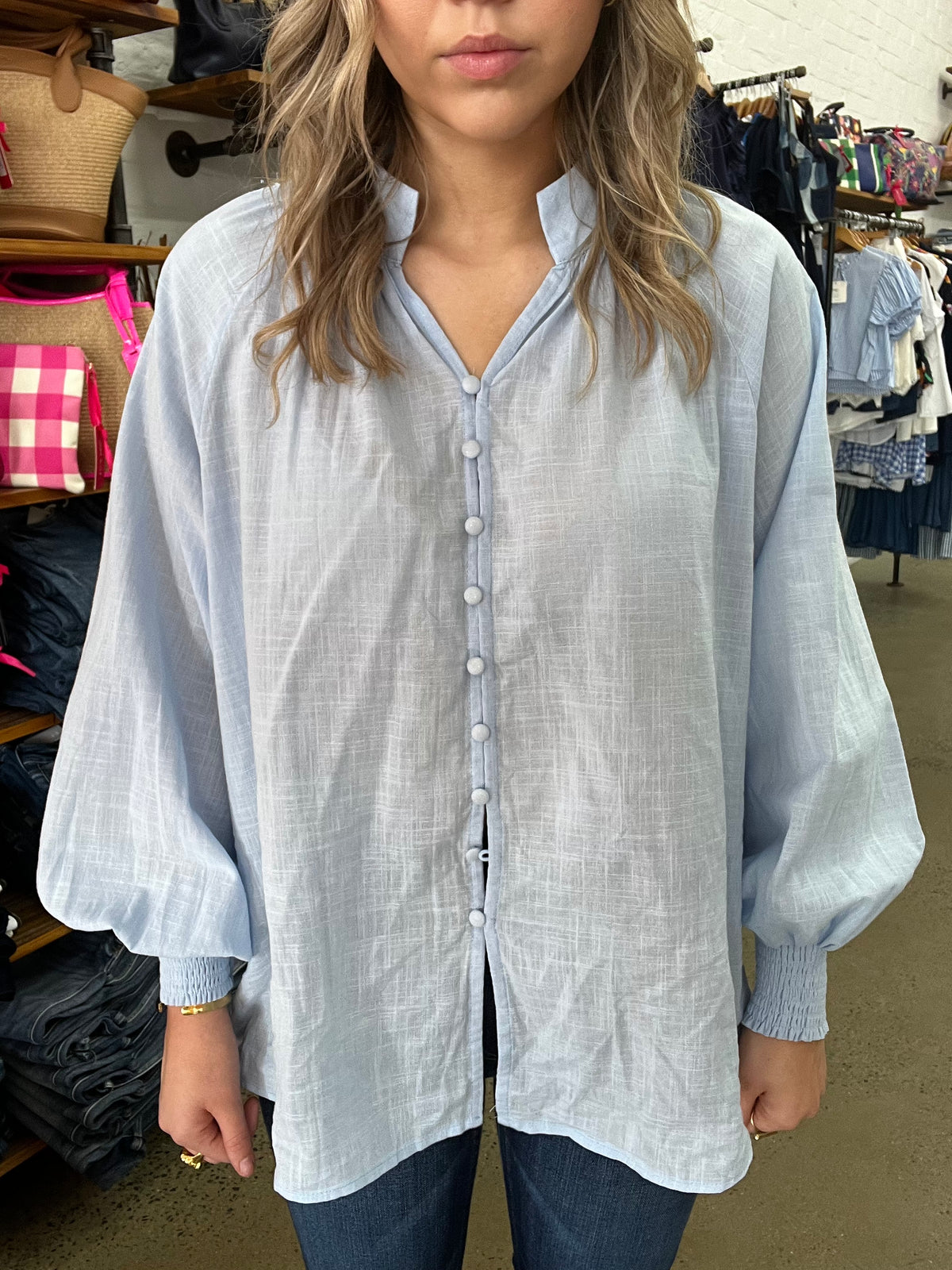 Ledger Top - Baby Blue