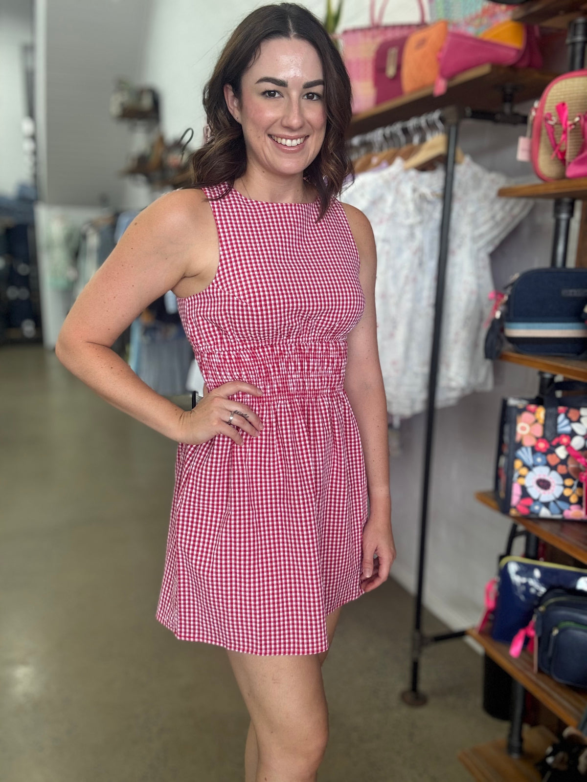 Lani Dress Mini - Red Gingham