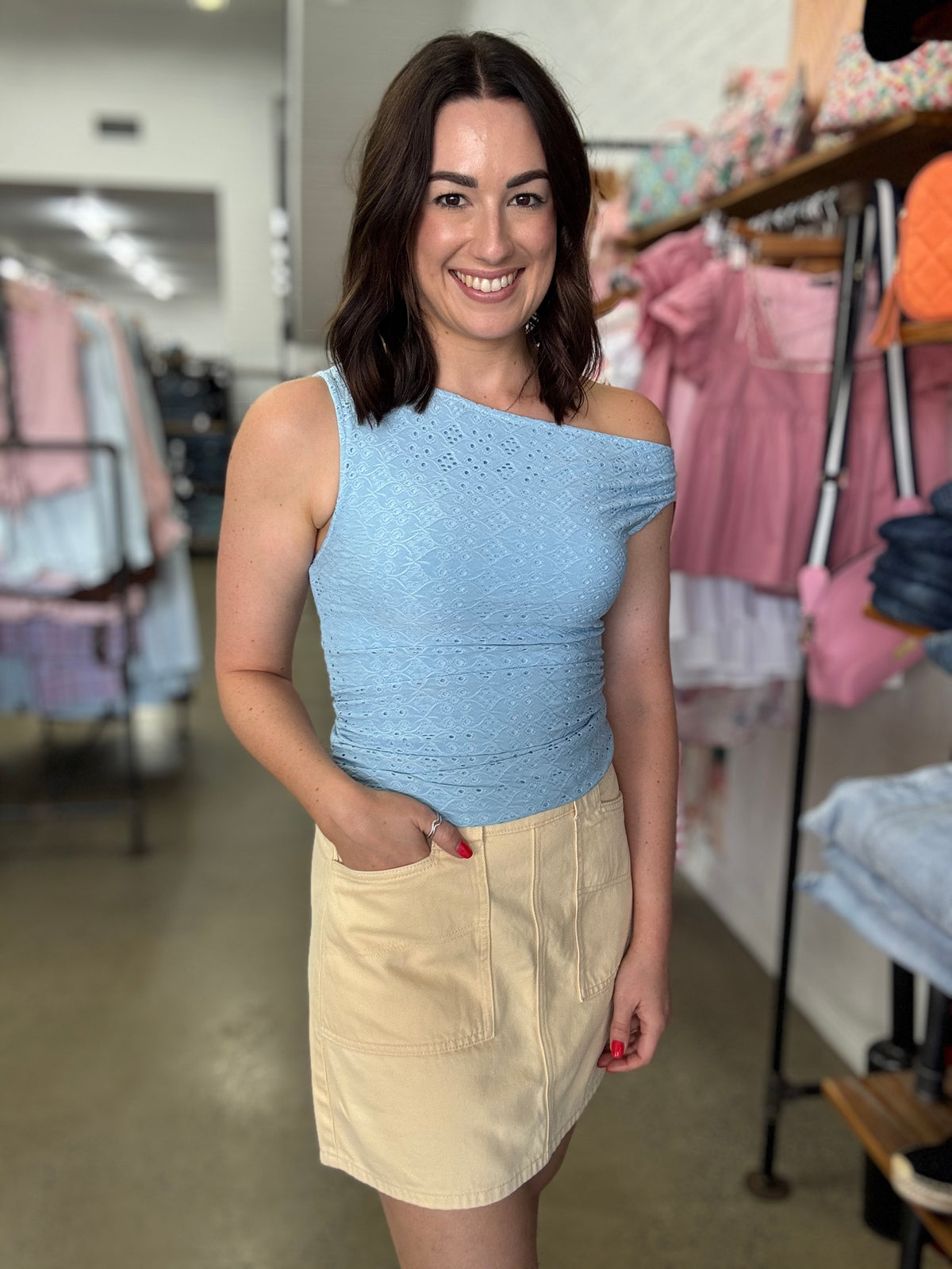 Ivy Off Shoulder Top - Blue