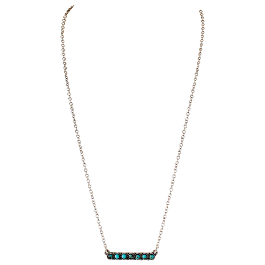 Western Necklace - Turquoise Stone Bar Pendant