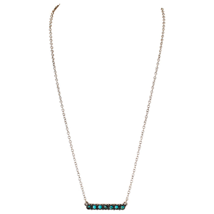 Western Necklace - Turquoise Stone Bar Pendant