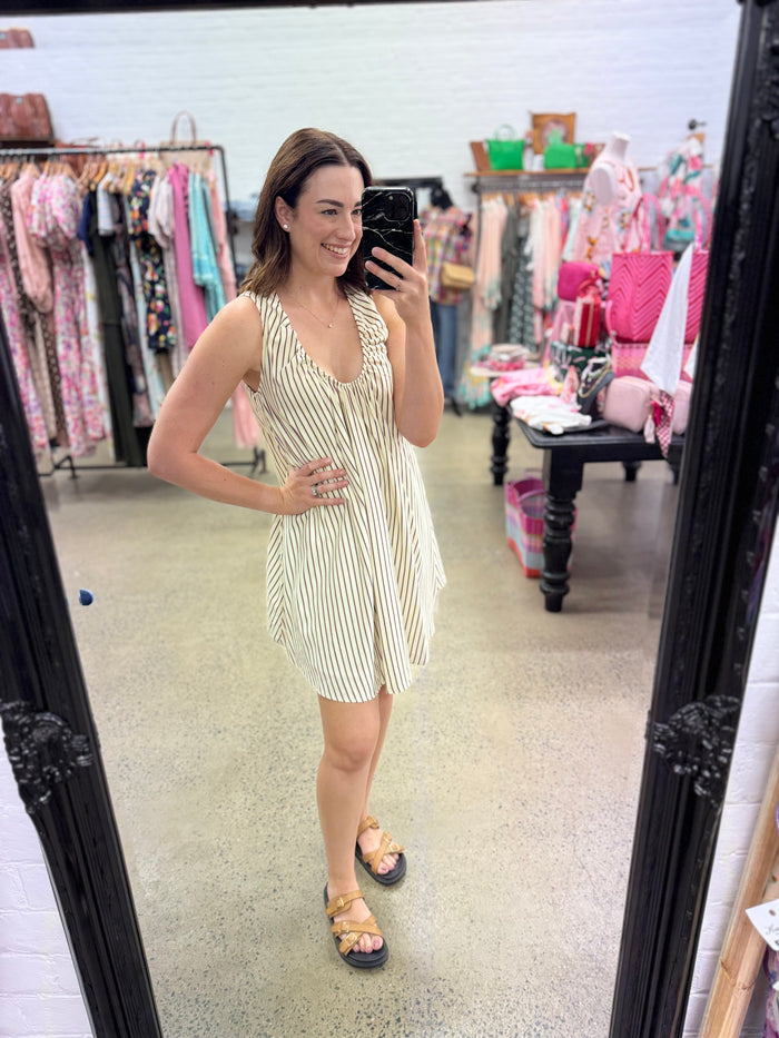 Hattie Mini Dress - Brown & Beige