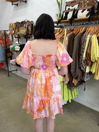 Quinton Dress - Orange & Pink