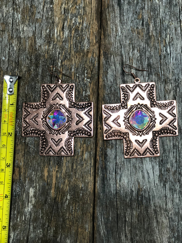 Western Earrings - Copper Cross Earring