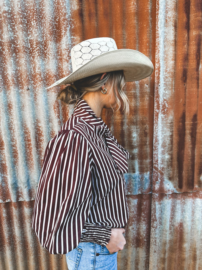 Nellie Top - Chocolate & White Stripe