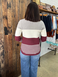 Myra Knit - Burgundy Stripe
