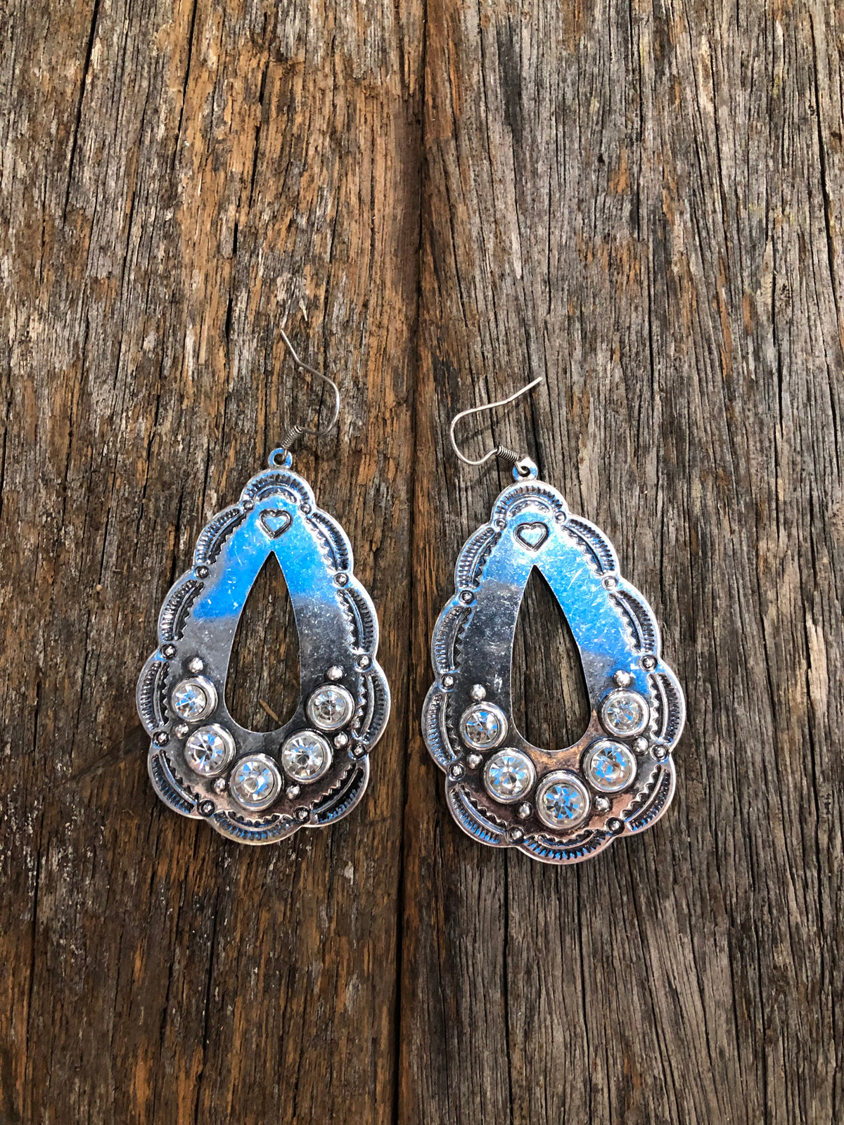 Western Earrings - Silver Tear Drop