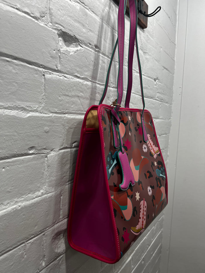 Cass - Western Vintage Hats & Boots Print Jelly Tote