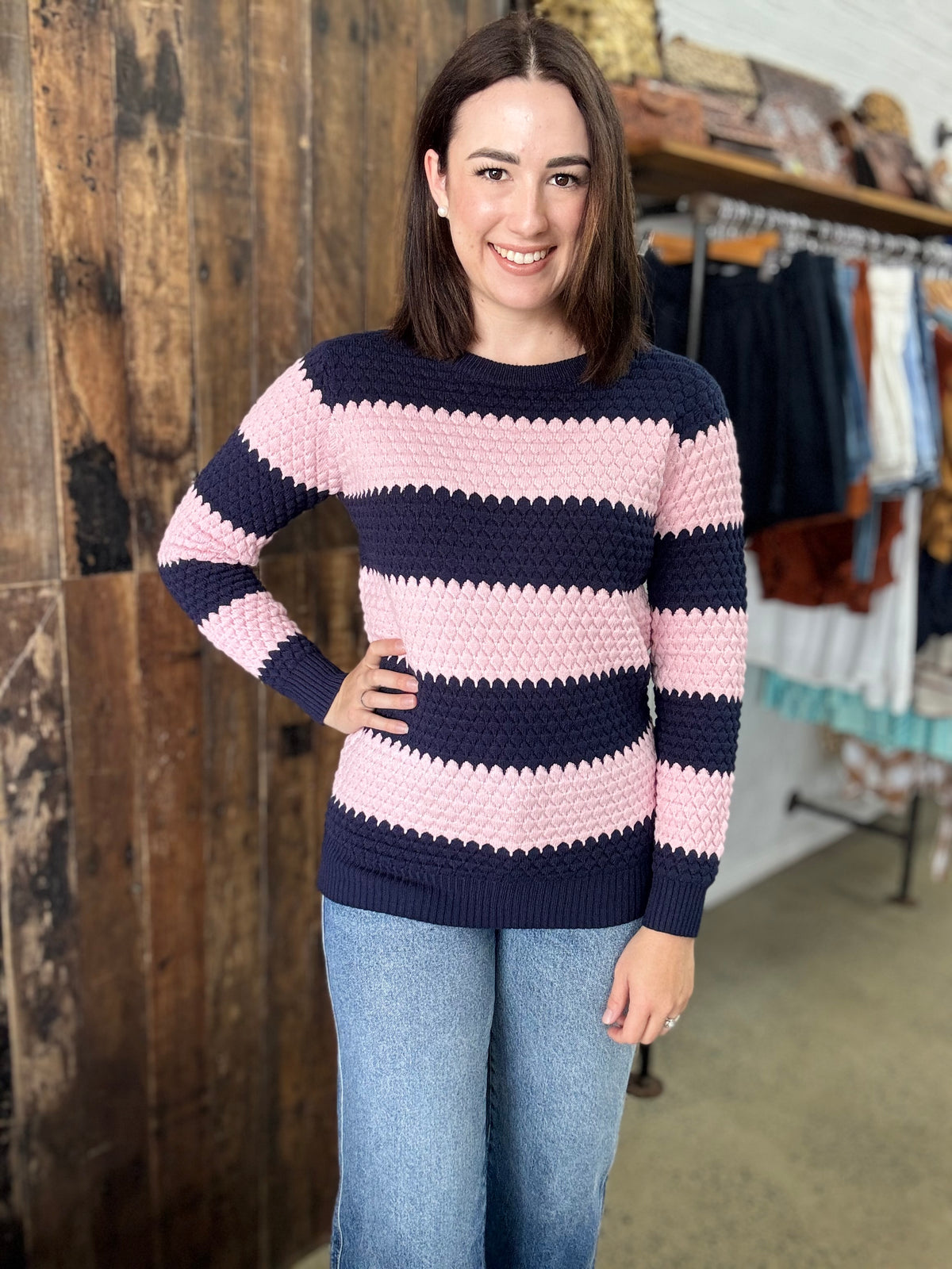 Wren Knit - Pink & Navy