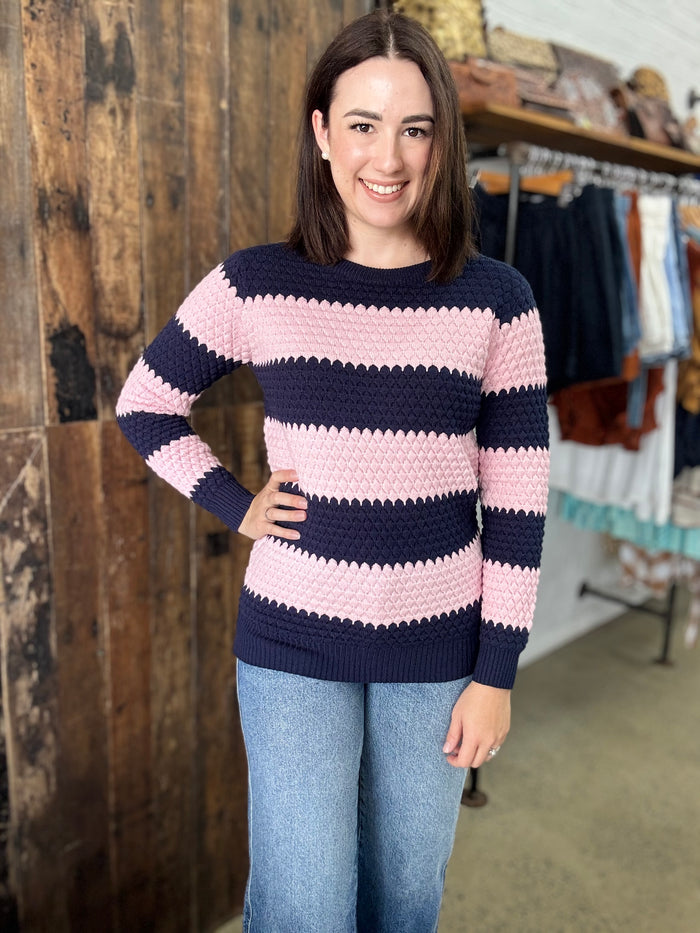 Wren Knit - Pink & Navy