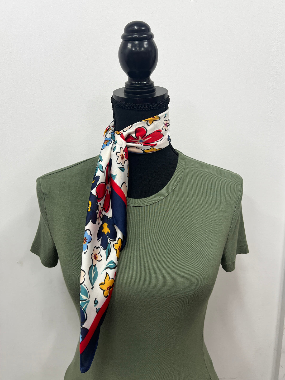 Western Wild Rag - Salverform Floral Print (Navy)