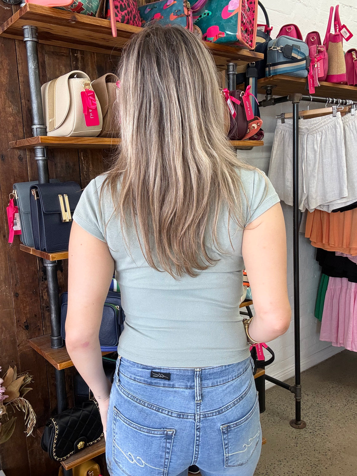 Eve Scoop Neck Tee - Sage