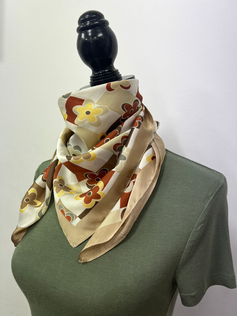 Western Wild Rag - Floral Check (Beige)
