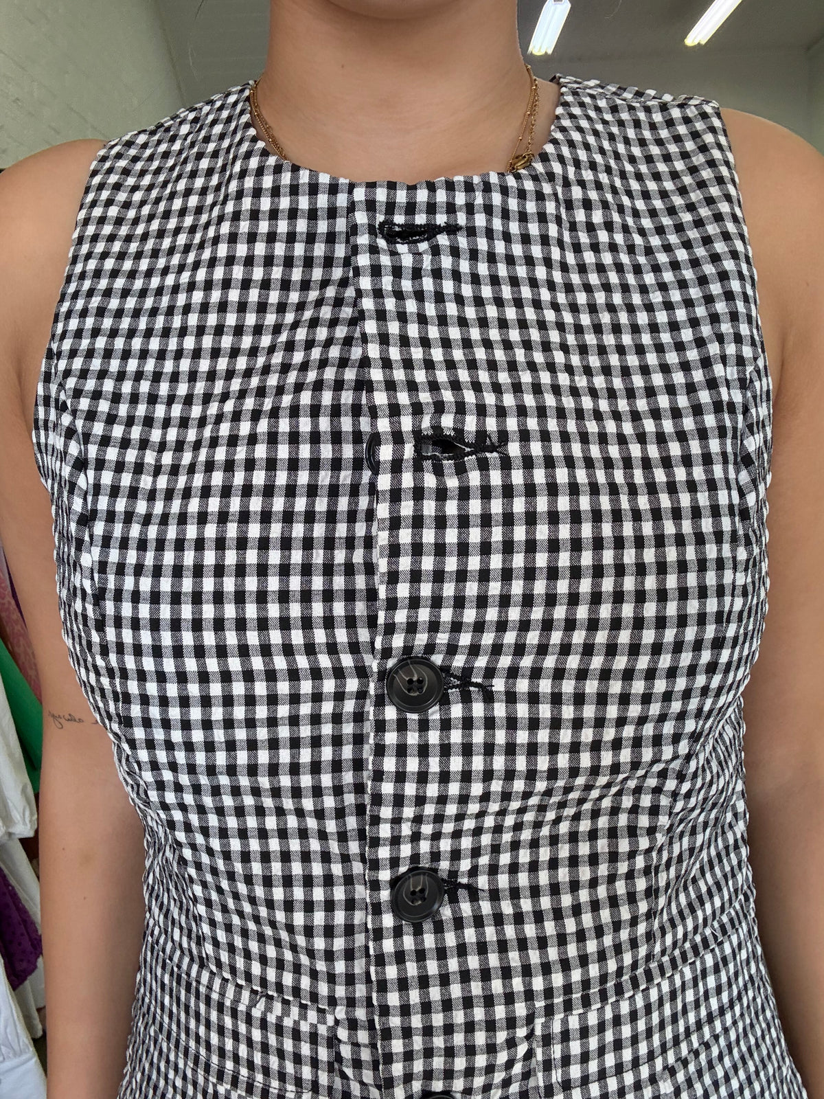 Charli Vest- Black & White Gingham