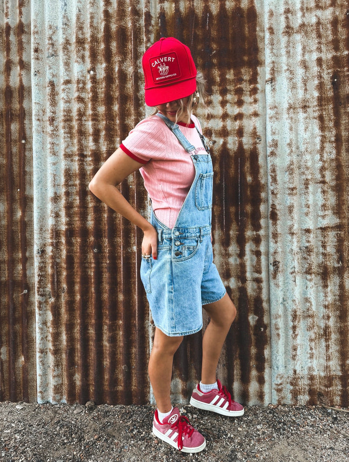 Canyon Sun Baby Tee - Light Pink & Red