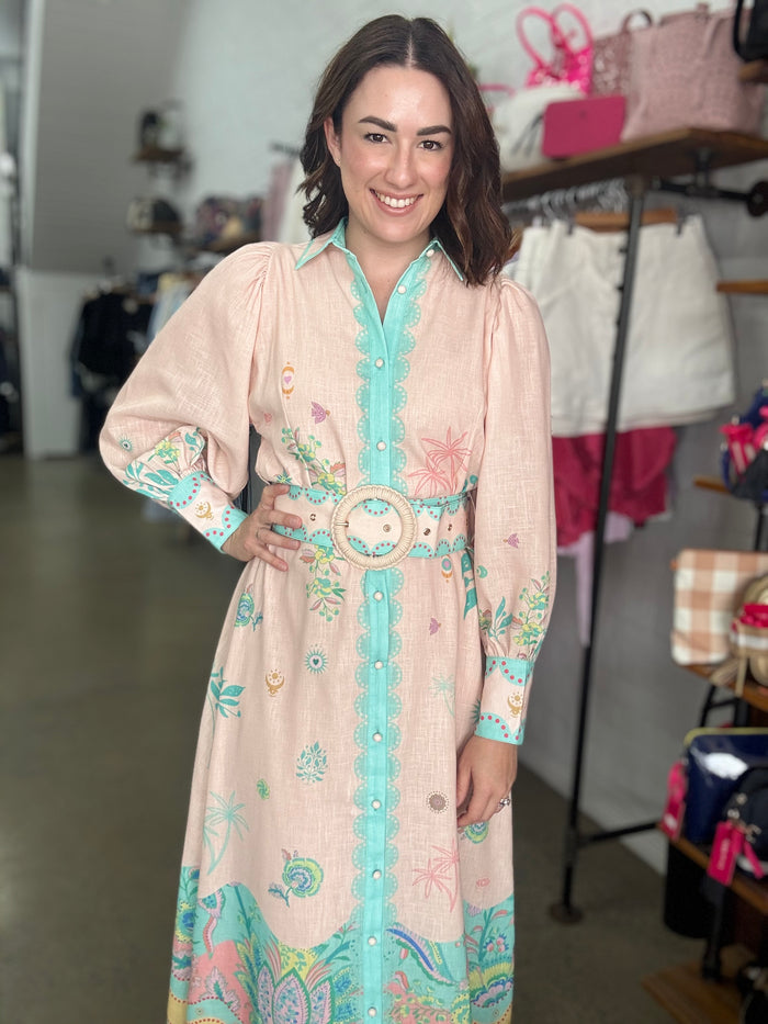 Sky Maxi Dress - Pastel Pink & Aqua