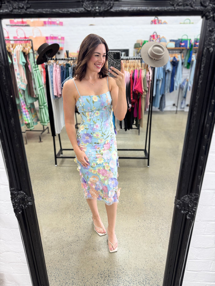 Daisy Midi Dress - Blue Floral