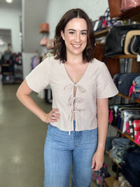 Hampton Top - Beige Gingham