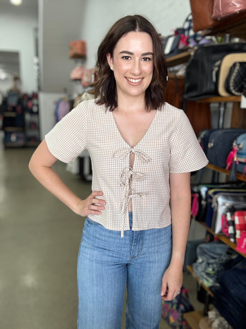 Hampton Top - Beige Gingham