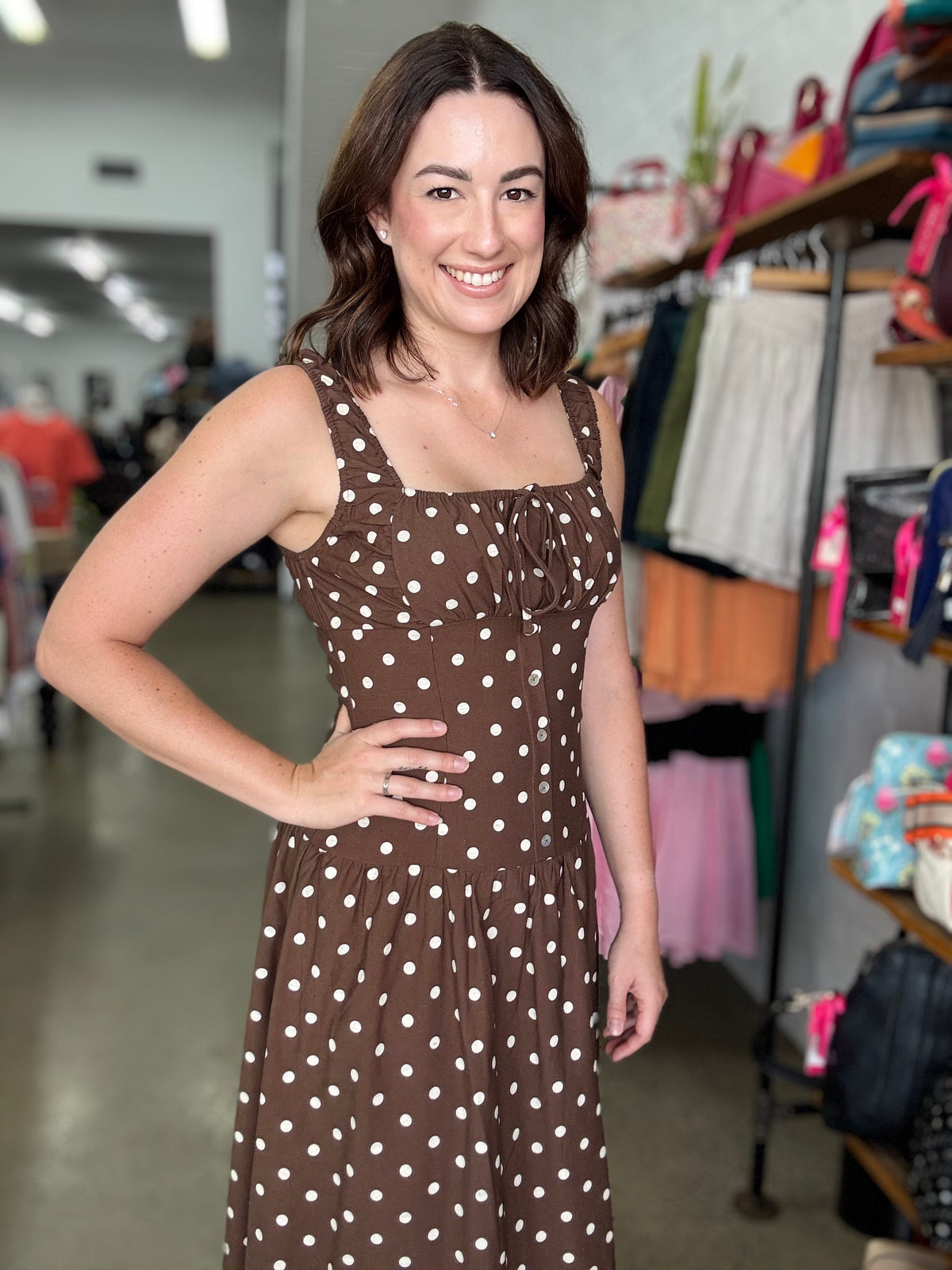 Shondra Dress - Chocolate Polka Dot