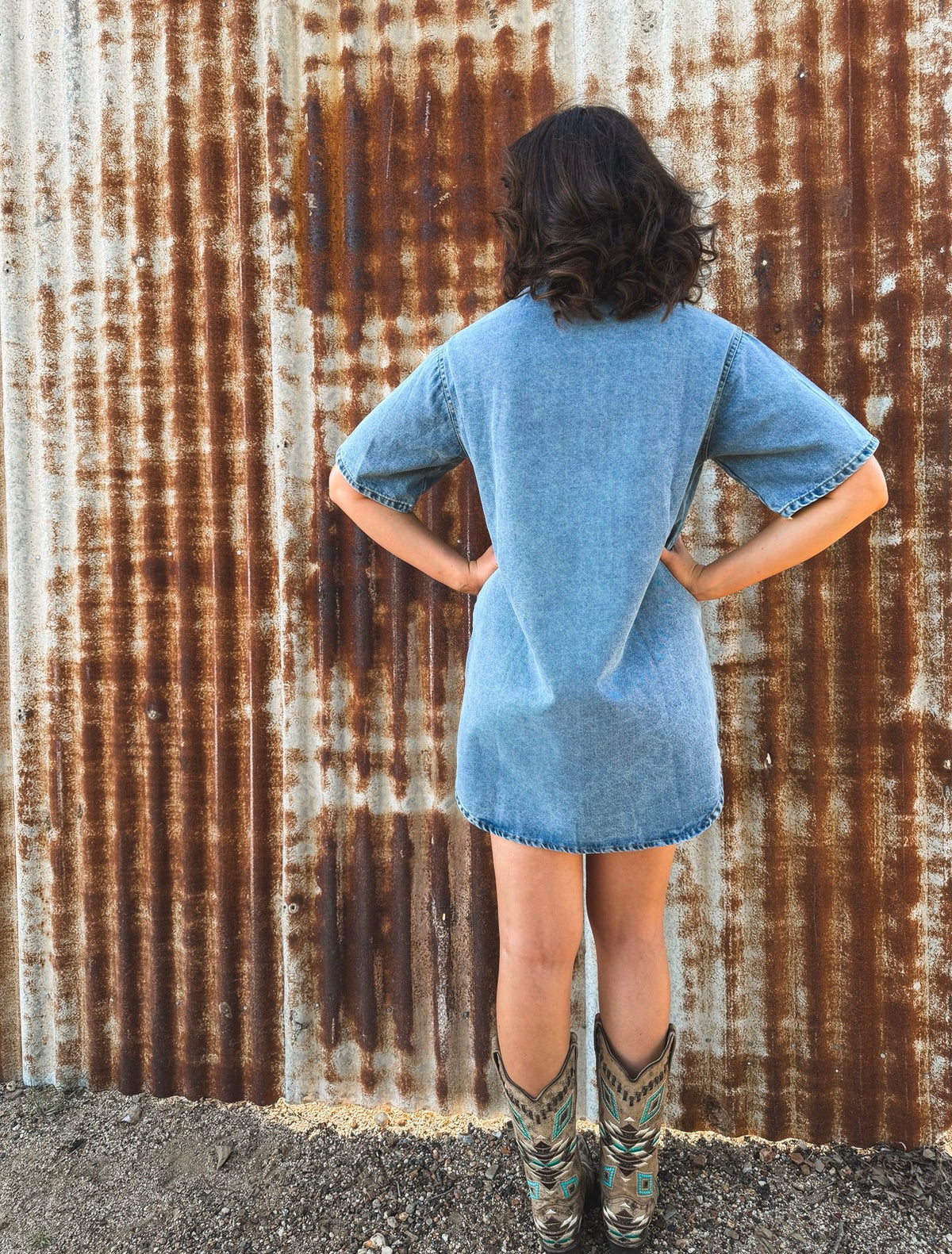 Luna Mini Dress - Mid Wash Denim