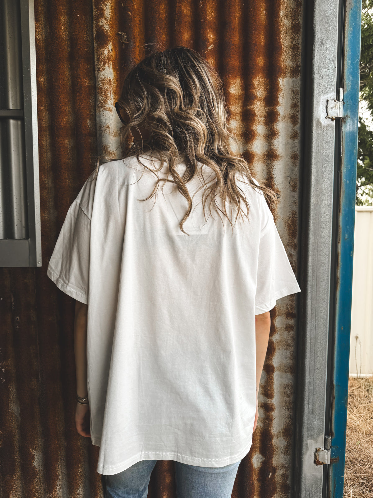 Sip & Yap Oversized Tee - White