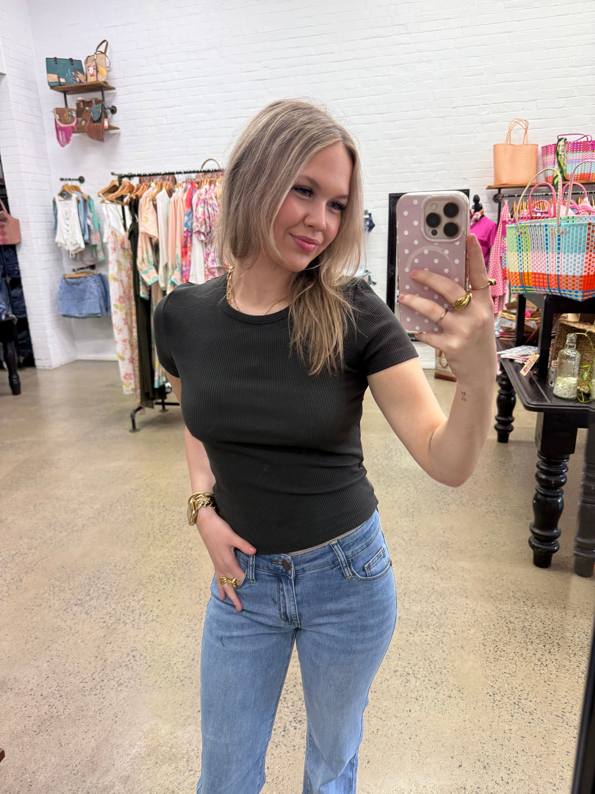 Eve Rib Baby Tee - Black