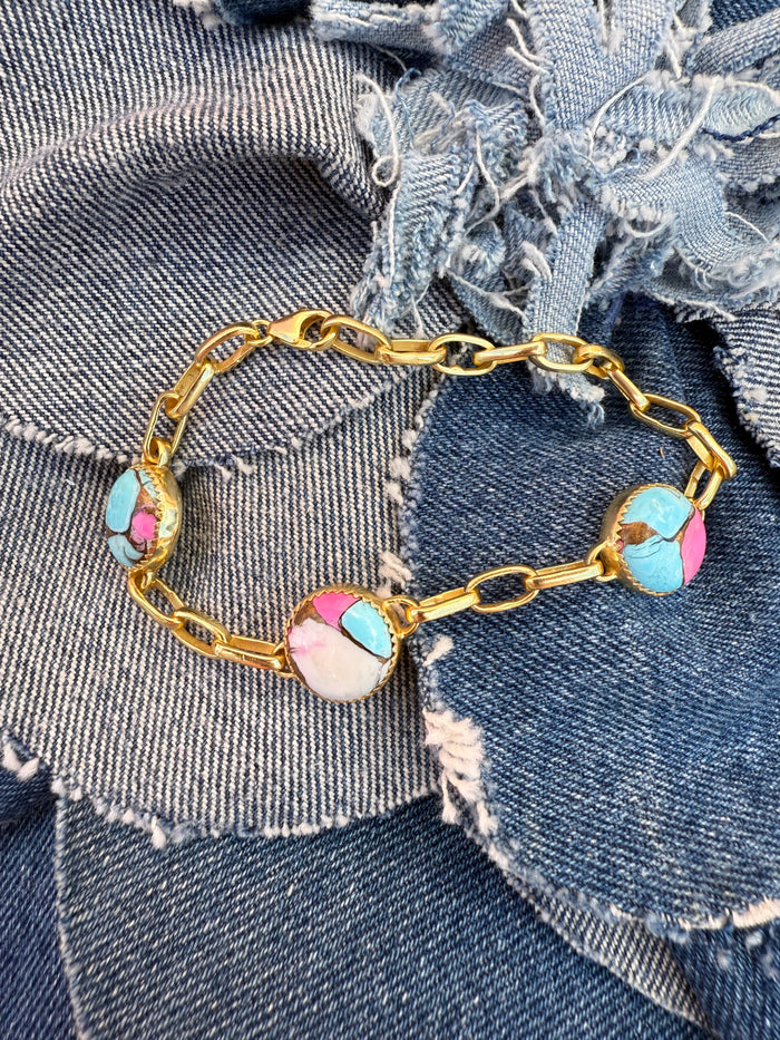 Clarise Bracelet - Cotton Candy Pink Dahlia Stones