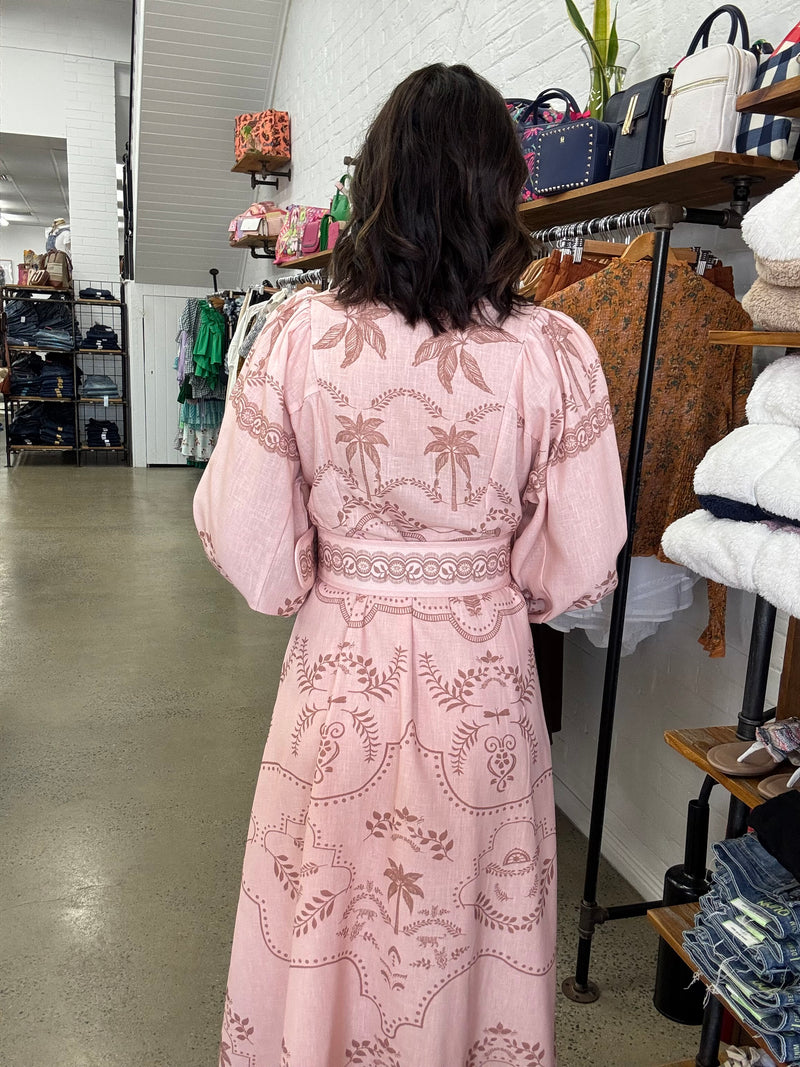 Xander Maxi Dress - Peach Palm