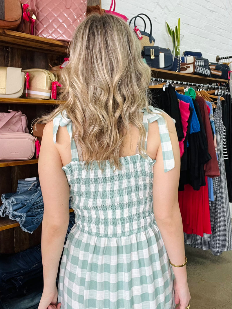 Thea Dress - Sage Gingham