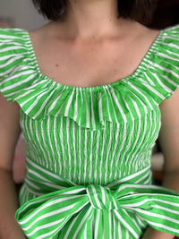 Ramona Dress - Green Stripe