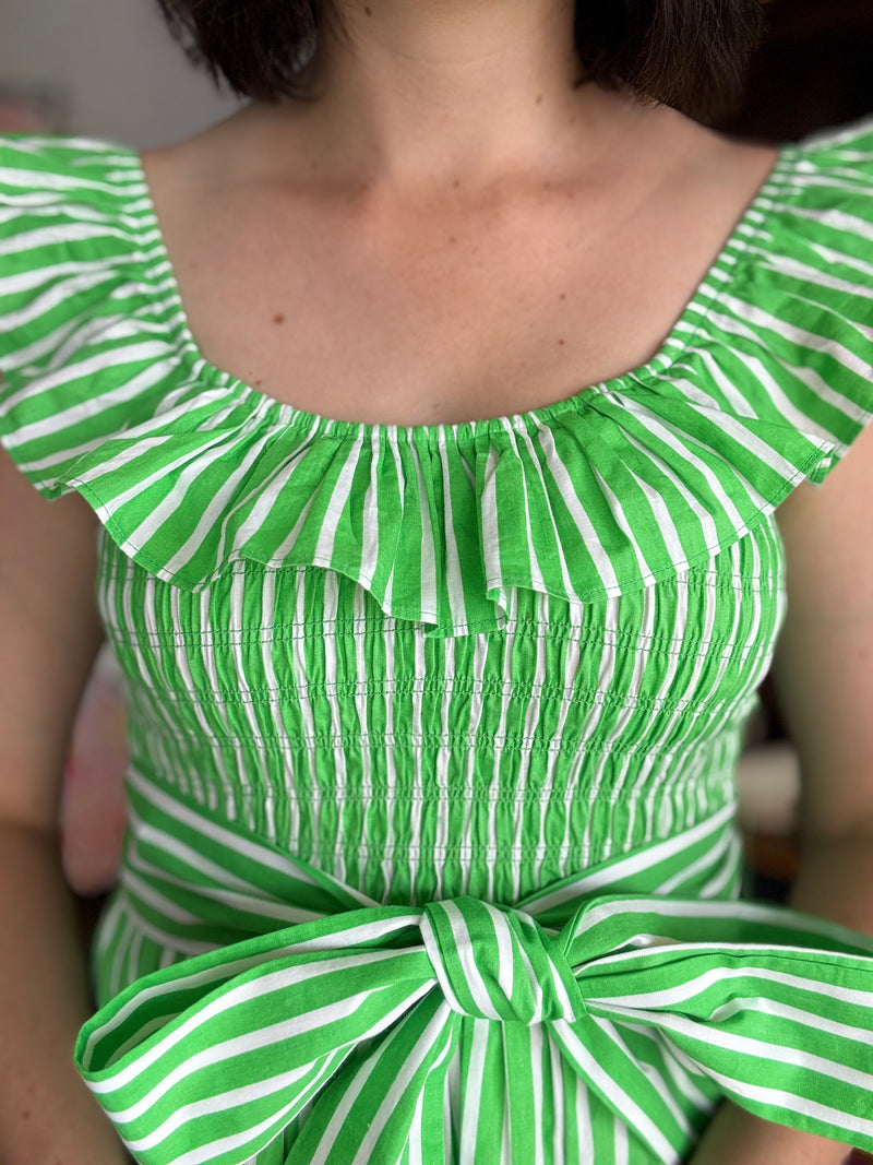 Ramona Dress - Green Stripe