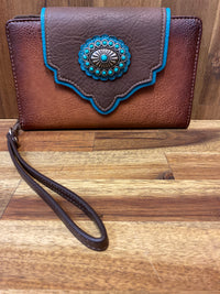Justin Wallet - Tan With Brown Yoke
