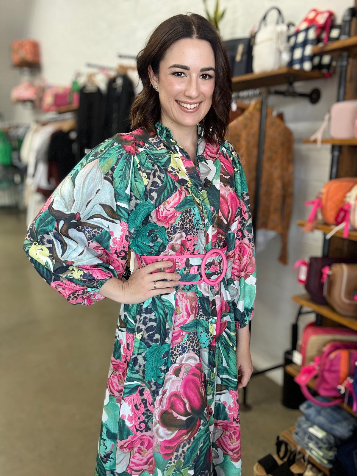 Donatella Maxi Dress - Pink Leopard